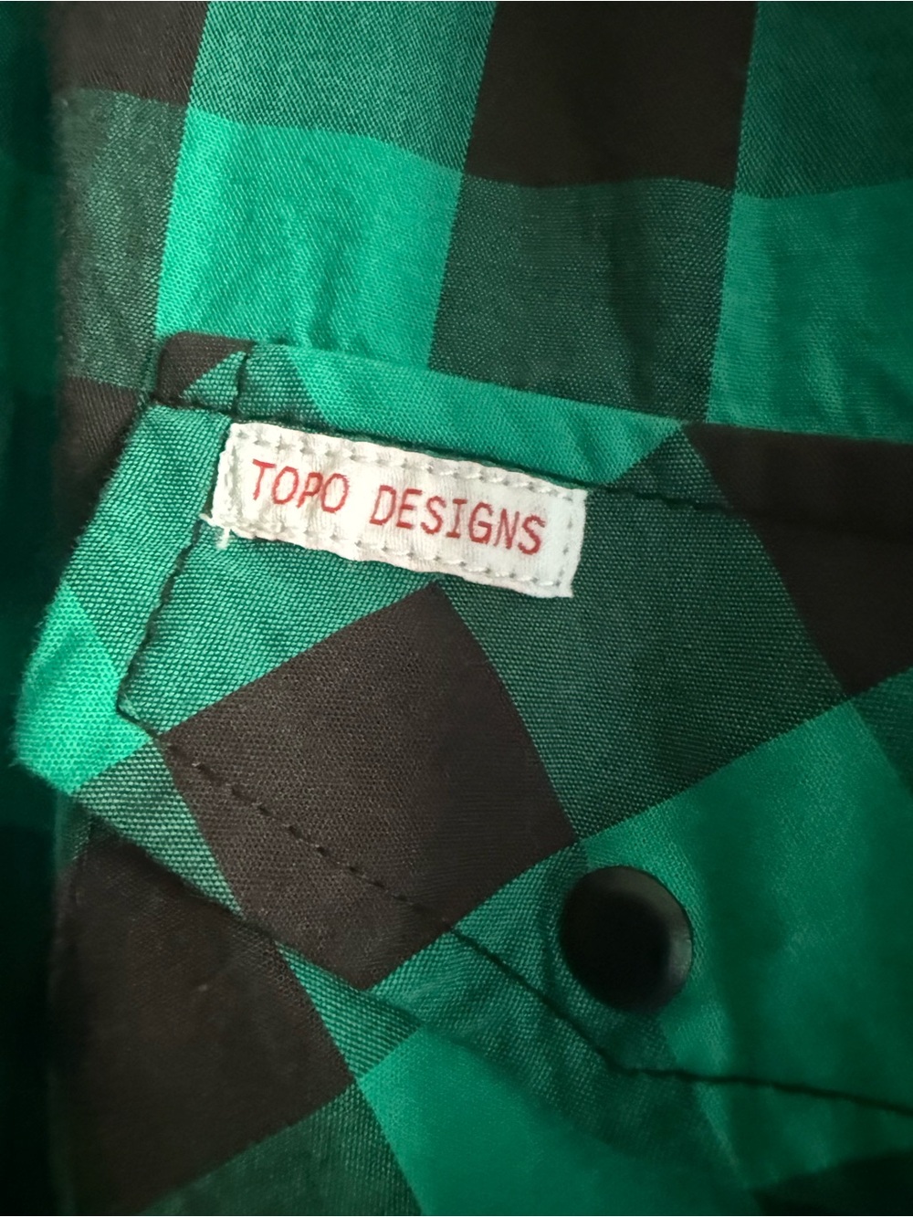 Topo Designs Men's XL western Green and Black Check Long-Sleeve Button-Up Shirt - Picture 3 of 5